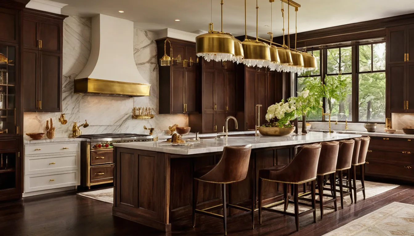 Kitchen with walnut hardwood flooring